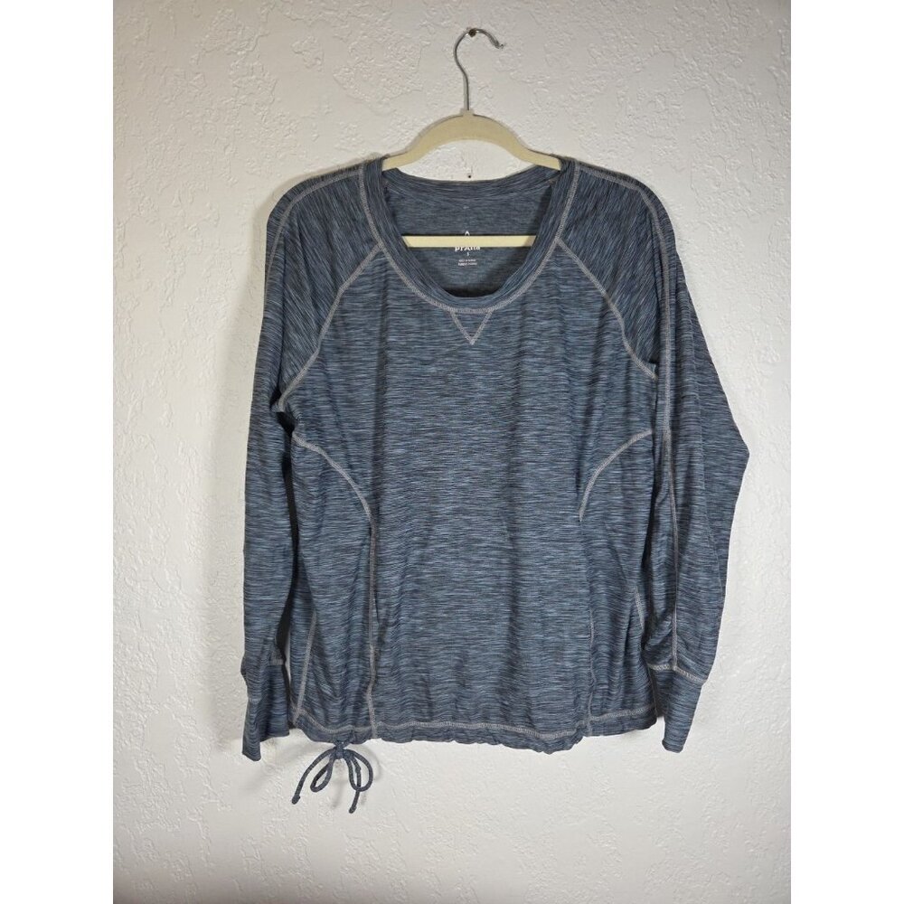 PrAna Women's Philipa Top Shirt Size Small Pockets Drawstring Hem Gray